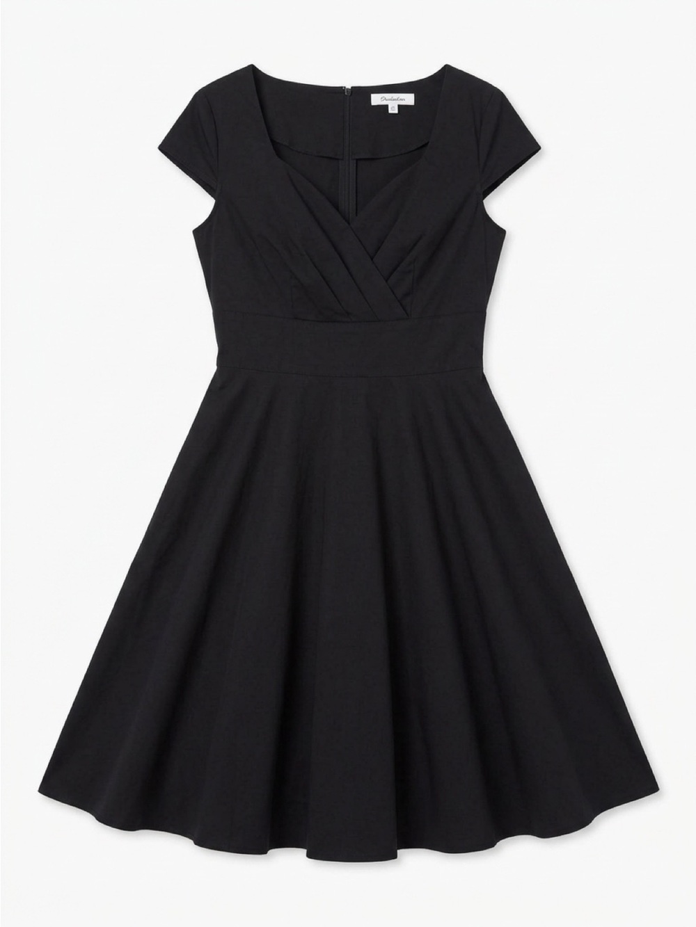 Elegant Black Midi Fit-and-Flare Dress